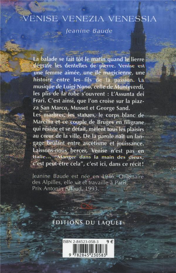 Quatrième de couverture de « VENISE VENEZIA VENESSIA »