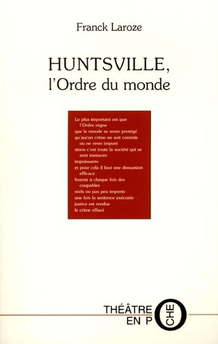 Couverture du livre « HUNTSVILLE, L'ORDRE DU MONDE » de Franck Laroze, librairie Les Contes Infusés à Corte