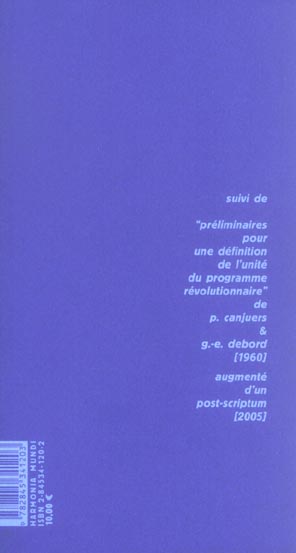 Quatrième de couverture de « DEBORD, DANS LE BRUIT DE CATARACTE DU TEMPS »