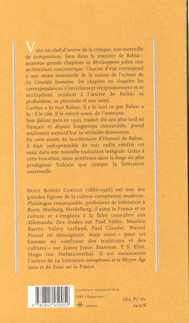 Quatrième de couverture de « BALZAC »