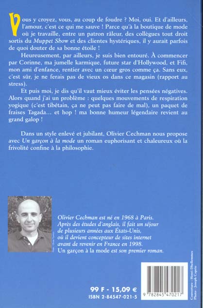 Quatrième de couverture de « UN GARCON A LA MODE »