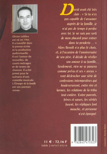 Quatrième de couverture de « L'ETRANGER DE LA FAMILLE - ROMAN »