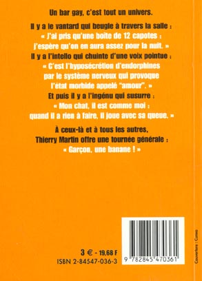 Quatrième de couverture de « GARCON, UNE BANANE ! - BREVES DE COMPTOIR GAY »