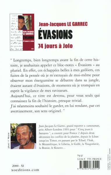 Quatrième de couverture de « EVASIONS »