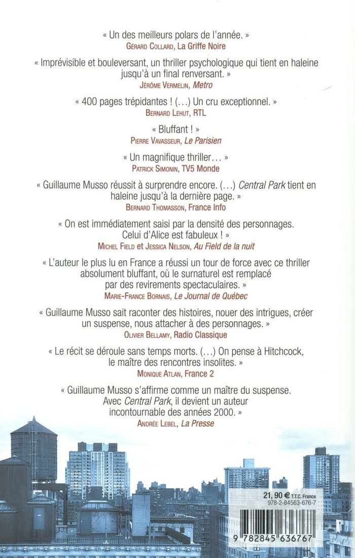 Quatrième de couverture de « Central Park : roman »