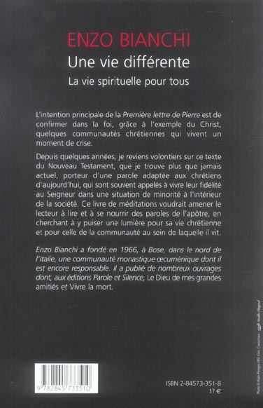Quatrième de couverture de « VIE DIFFERENTE »