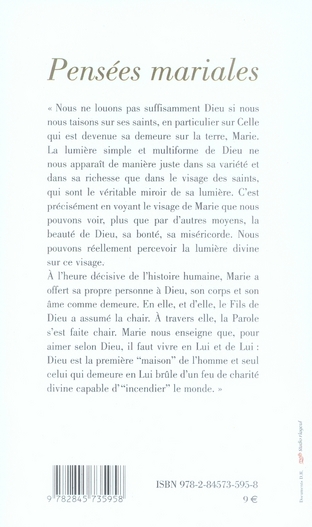 Quatrième de couverture de « PENSEES MARIALES »