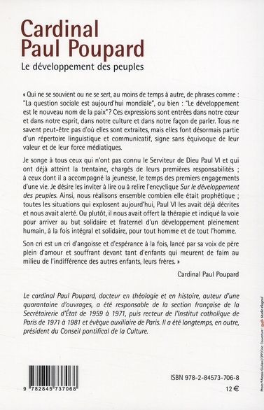 Quatrième de couverture de « DEVELOPPEMENT DES PEUPLES ENTRE SOUVENIRS ET ESPOIRS (LE) »