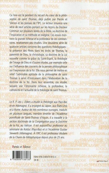 Quatrième de couverture de « SUR LES TRACES DE SAINT THOMAS D'AQUIN THEOLOGIEN »