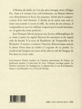 Quatrième de couverture de « L'homme des foules »