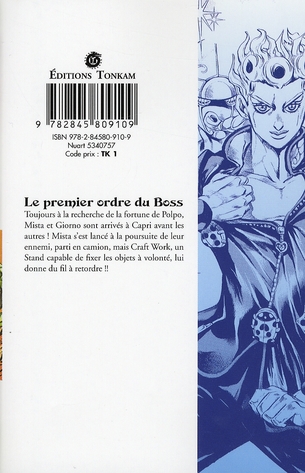 Quatrième de couverture de « JOJO'S - GOLDEN WIND T04 - VOL04 »