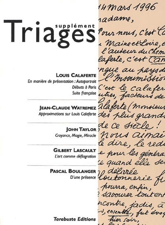Couverture du livre « TRIAGES SUPPLEMENT LOUIS CALAFERTE (2004) » de Collectif, librairie Les Contes Infusés à Corte