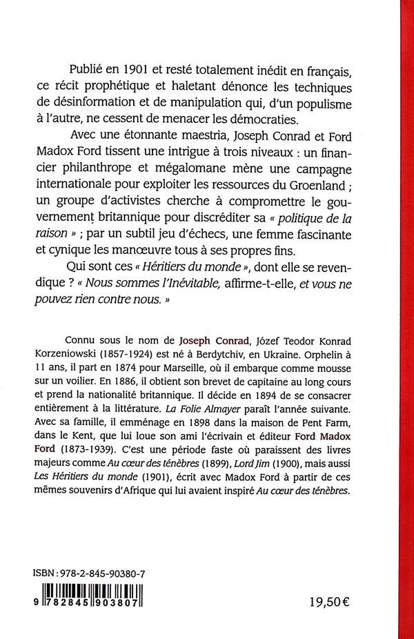 Quatrième de couverture de « Les Héritiers du monde : une histoire extravagante »