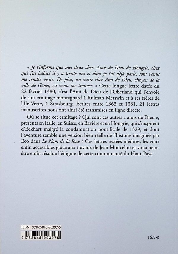 Quatrième de couverture de « Lettres aux Amis de l'Île-Verte : 1363-1381 »