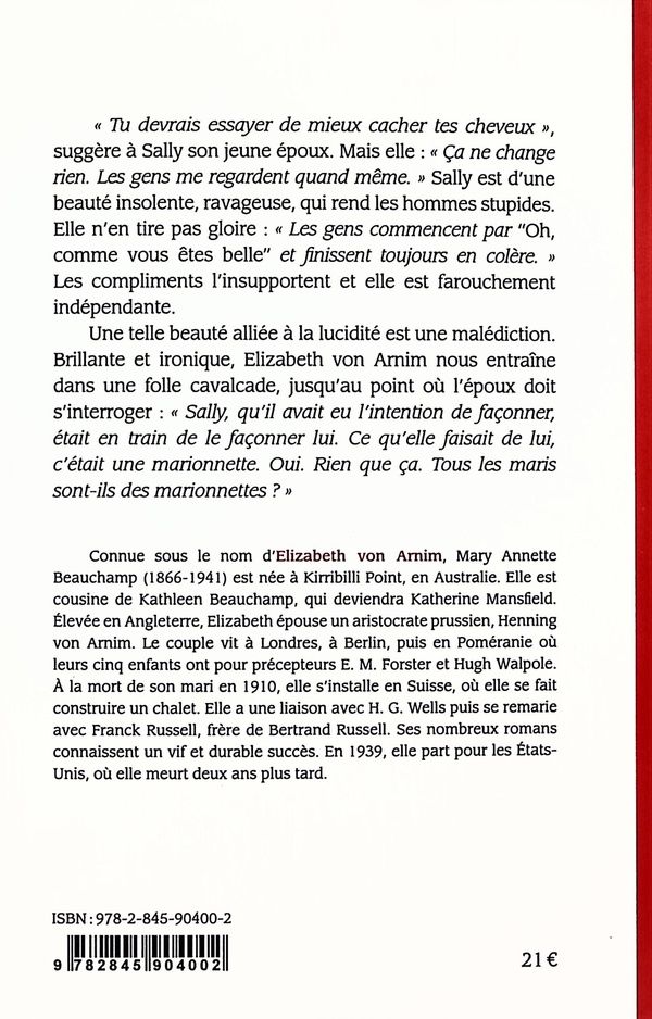 Quatrième de couverture de « L'éclatante beauté de Sally : roman »