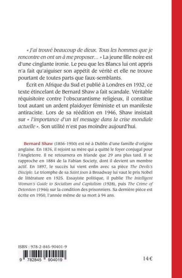 Quatrième de couverture de « Les Aventures d'une jeune fille noire »