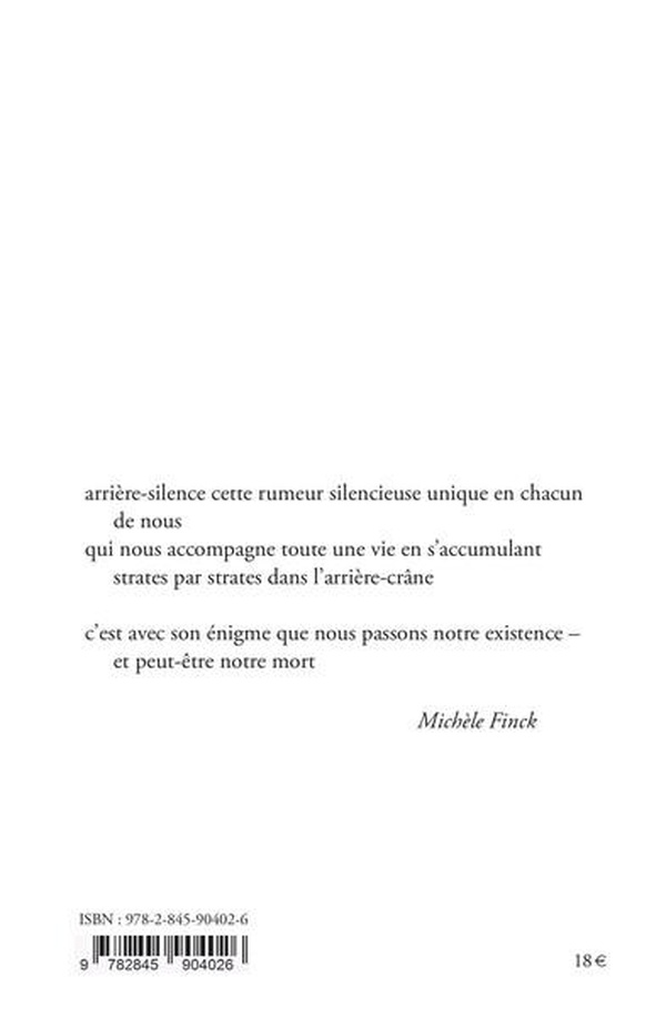 Quatrième de couverture de « L'arrière-silence »