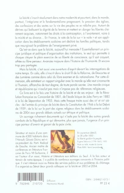 Quatrième de couverture de « DU PRINCIPE DE LAICITE »