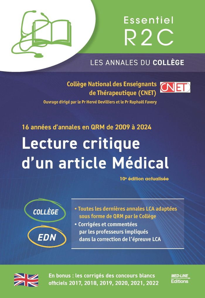 Couverture du livre « Lecture critique d'un article médical : 16 années d'annales en QRM de 2009 à 2024 » de Association pédagogique nationale pour l'enseignement de la thérapeutique, librairie Les Contes Infusés à Corte