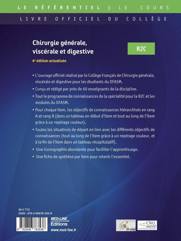 Quatrième de couverture de « Chirurgie générale, viscérale et digestive : R2C »