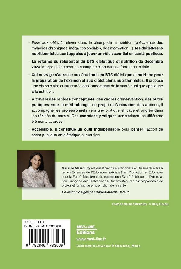 Quatrième de couverture de « Santé publique en diététique et nutrition : les bases pour intervenir »