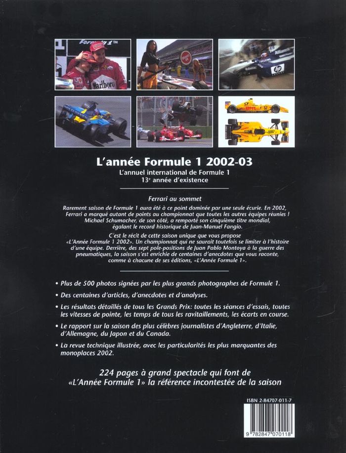 Quatrième de couverture de « ANNEE FORMULE 1 2002-2003 »