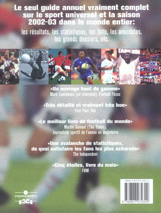 Quatrième de couverture de « ENCYCLOPEDIE MONDIALE DU FOOTBALL 2003 »