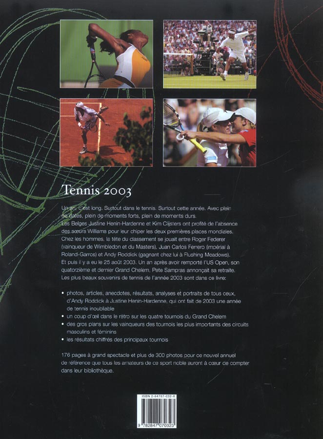 Quatrième de couverture de « TENNIS 2003 »