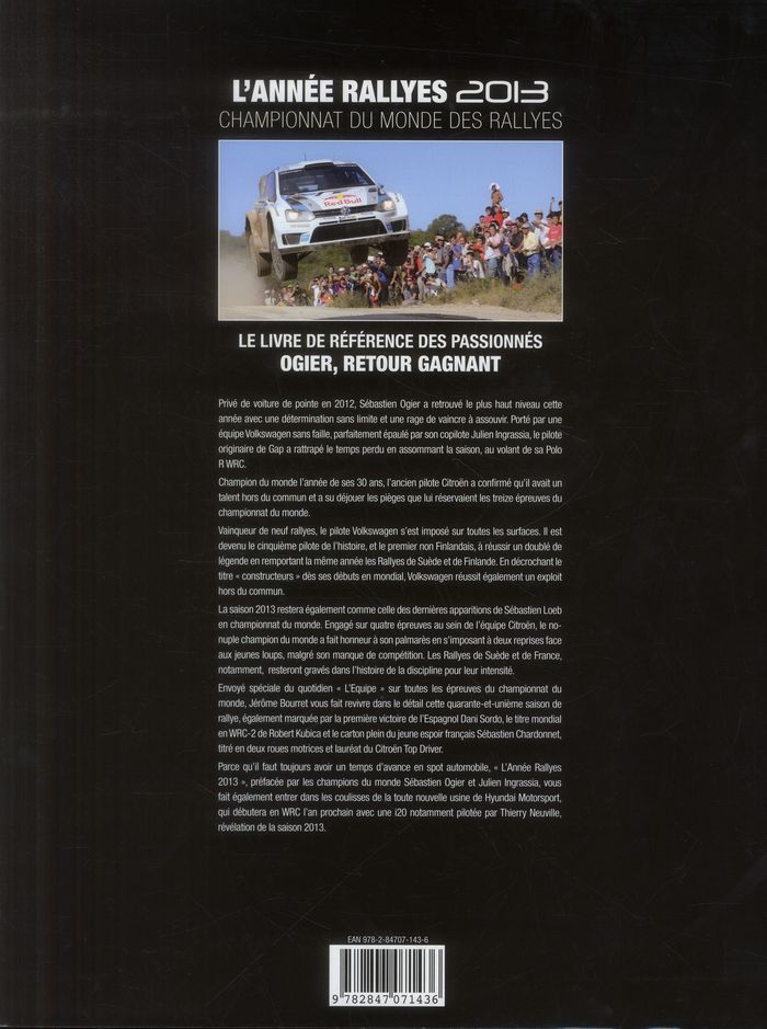 Quatrième de couverture de « ANNEE RALLYES 2013 2014 »