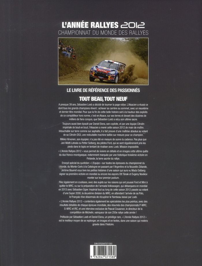 Quatrième de couverture de « ANNEE RALLYES 2012 2013 »