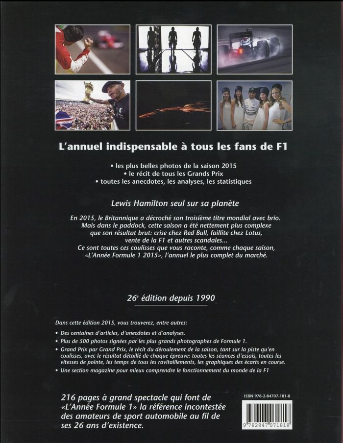 Quatrième de couverture de « ANNEE FORMULE 1 2015-16 »
