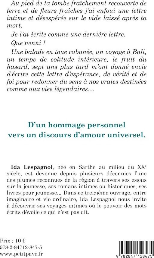 Quatrième de couverture de « Lettre à R. : en toue cabanée »