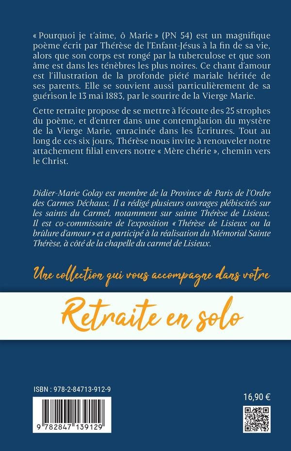 Quatrième de couverture de « Contempler Marie avec Thérèse de Lisieux »