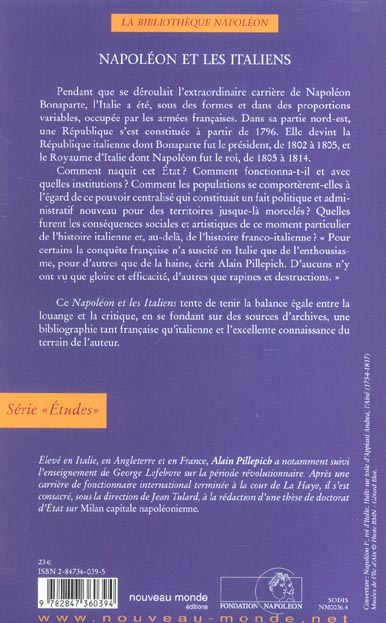Quatrième de couverture de « NAPOLEON ET LES ITALIENS »