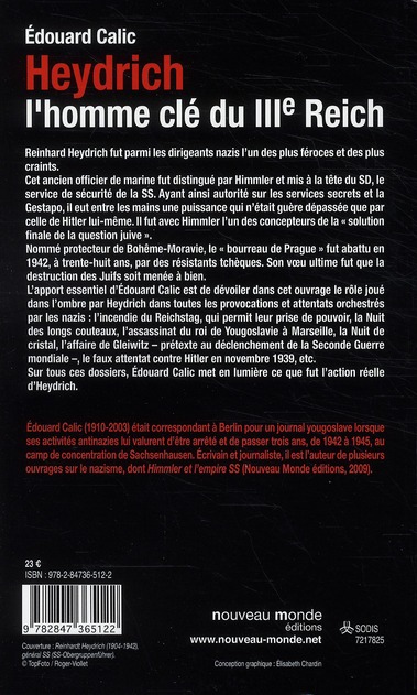 Quatrième de couverture de « HEYDRICH - L'HOMME DU IIIE REICH »