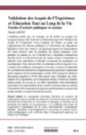 Quatrième de couverture de « VALIDATION DES ACQUIS DE L'EXPERIENCE ET EDUCATION TOUT AU LONG DE LA VIE - PAROLES D'ACTEURS POLITI »