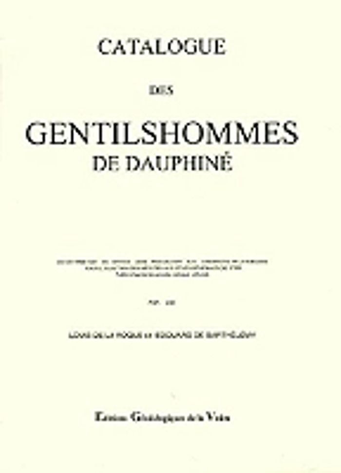 Couverture du livre « CATALOGUE DES GENTILSHOMMES DE DAUPHINE », librairie Les Contes Infusés à Corte