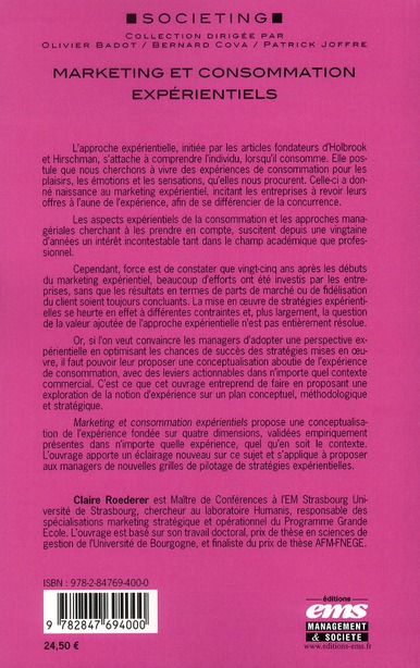 Quatrième de couverture de « Marketing et consommation expérientiels »