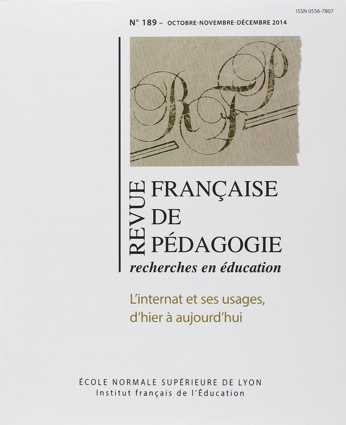 Couverture du livre « REVUE FRANCAISE DE PEDAGOGIE, N 189/2014 » de Dominique Glasman, librairie Les Contes Infusés à Corte