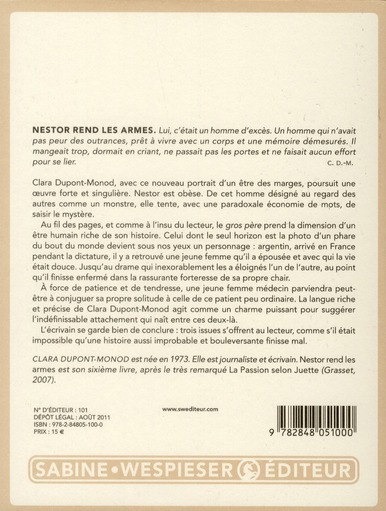 Quatrième de couverture de « Nestor rend les armes : roman »