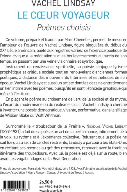 Quatrième de couverture de « Le Cœur voyageur : poèmes choisis »