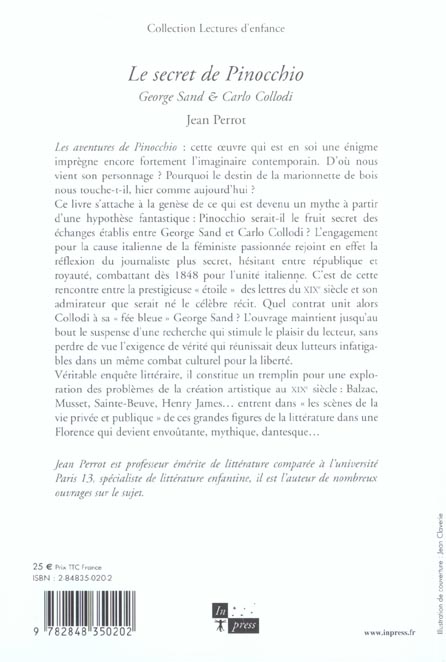 Quatrième de couverture de « LE SECRET DE PINOCCHIO (LE) »