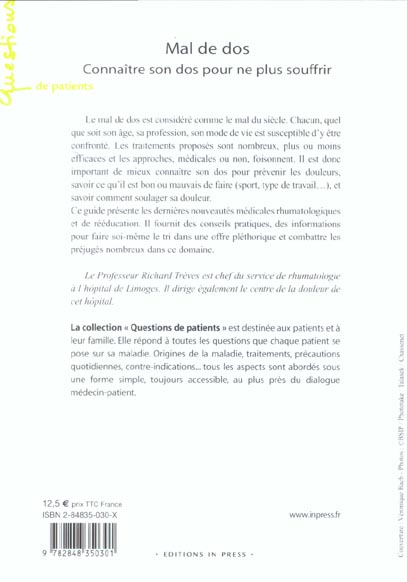 Quatrième de couverture de « MAL DE DOS »