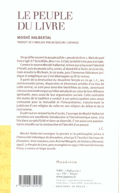 Quatrième de couverture de « PEUPLE DU LIVRE (LE) CANON, SENS ET AUTORITE »