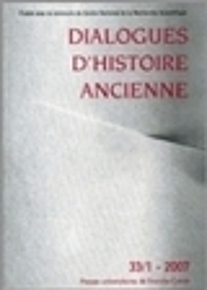 Couverture du livre « DIALOGUES D'HISTOIRE ANCIENNE, N 33-1/2007 » de Antonio Gonzales, librairie Les Contes Infusés à Corte