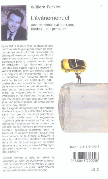 Quatrième de couverture de « L'EVENEMENTIEL UNE COMMUNICATION SANS LIMITE... OU PRESQUE »
