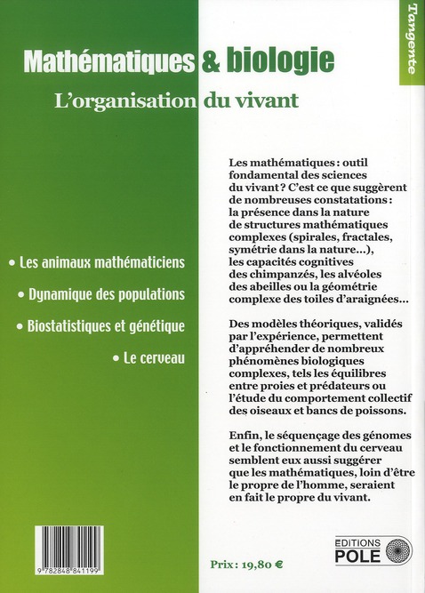 Quatrième de couverture de « MATHEMATIQUES ET BIOLOGIE »