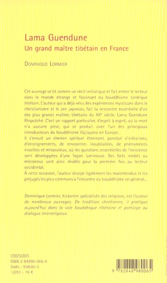 Quatrième de couverture de « LAMA GUENDUNE »
