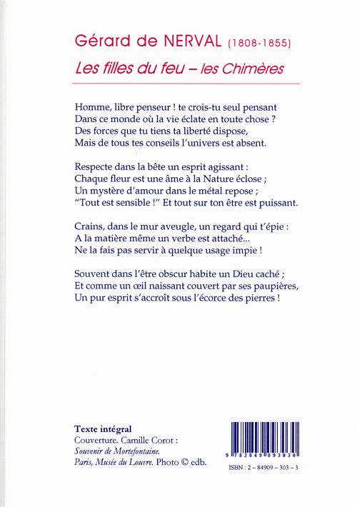 Quatrième de couverture de « LES FILLES DU FEU. LES CHIMERES. »
