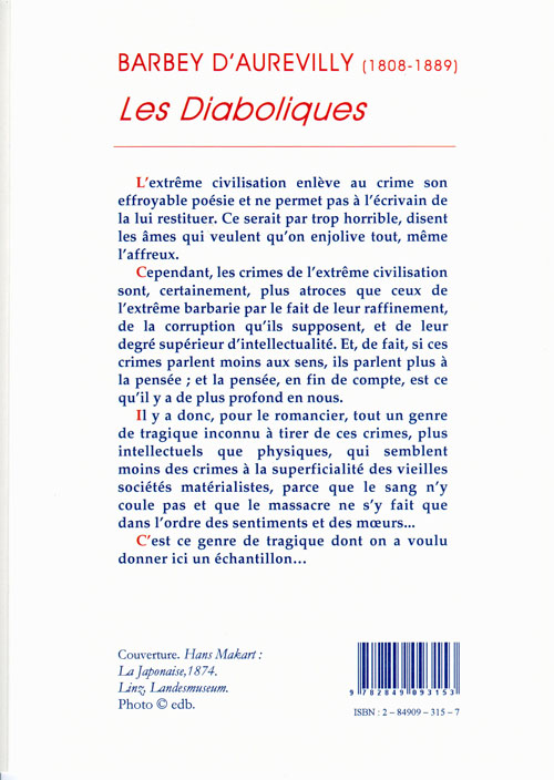 Quatrième de couverture de « LES DIABOLIQUES. »